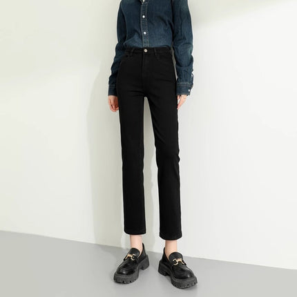 Nostalgic Retro Straight-Leg Jeans Women's Trendy All-Match High-Waist Slimming Old-Fit Cropped Smoke Pipe and French Stick Pants