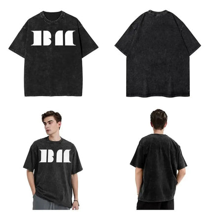 Harajuku Washed Shirt Babymonster Group Logo Fan Art Outfit