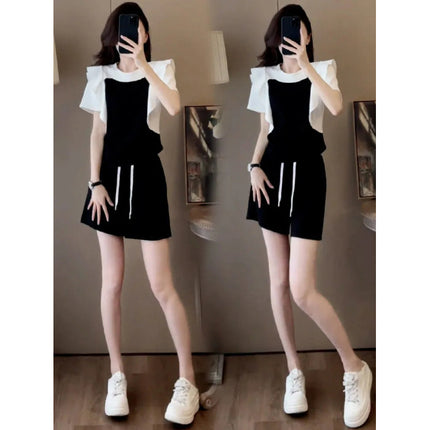 Sports Suit for Women 2025 Women's Summer New Fashion Shorts Suit Complete Set of Casual Short-Sleeved Running Two-Piece Set