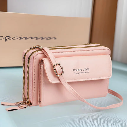 2025 Women's Long Wallet Korean Style Double Zipper Large Capacity Crossbody Bag Women's Fashion Versatile Mobile Phone Bag Women's Wholesale