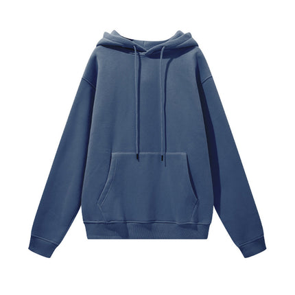 Men's Autumn and Winter 345g Pure Color Hoodie Thickeneded and Velvet Oversize Brushed Men's Hooded Sweatshirt Thickeneded and Warm
