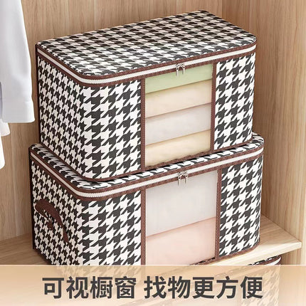 Large Capacity Clothes Quilt Storage Bag Non-woven Belt Visual Multi-purpose Dustproof Foldable Household Fit Bag
