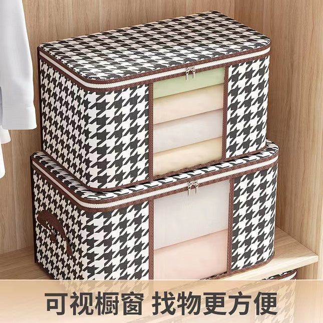 Large Capacity Clothes Quilt Storage Bag Non-woven Belt Visual Multi-purpose Dustproof Foldable Household Fit Bag