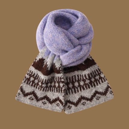 Vintage contrast wool scarf Jacquard striped winter cold warm scarf lovers Joker women's scarf wholesale