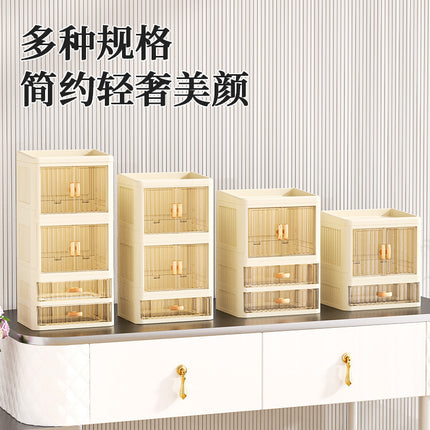 Foldable Double Door Flat Cover White Storage Box Multi-layer Stationery Storage Rack Household Cosmetics Skin Care Storage