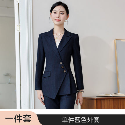 High-end Sense Striped Suit suit Women's 2024 Autumn Fashion Elegant High-end Business Wear Goddess Fan Dress Suit