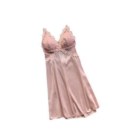 Sexy Pajamas Women's Summer Ice Silk Thin Lace 2023 New Sling Nightgown Nightgown Spring and Autumn Two-piece Set