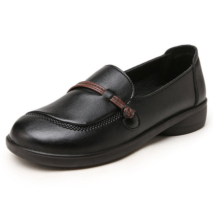 Mom's Shoes for Middle-Aged and Elderly Women, Spring and Autumn Soft-Soled Flat Shoes, Comfortable Leather Shoes for Seniors, 2026 New Model, Non-Slip Single Shoes