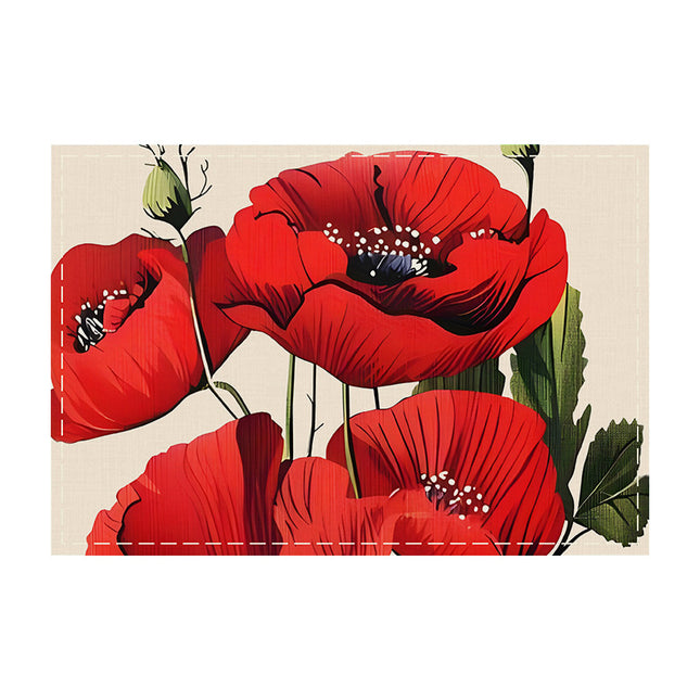 Amazon's New Poppy Linen Table Flag Digital Printing Insulation Mat Household Western Place Mat Student Bowl Mat Wholesale