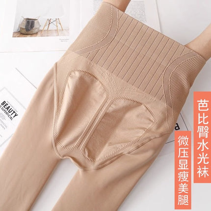 High-Waisted Nude Pantyhose for Women, Autumn and Winter Fleece-Lined Thick Leggings, Flesh-Colored Butt-Lifting Shapewear