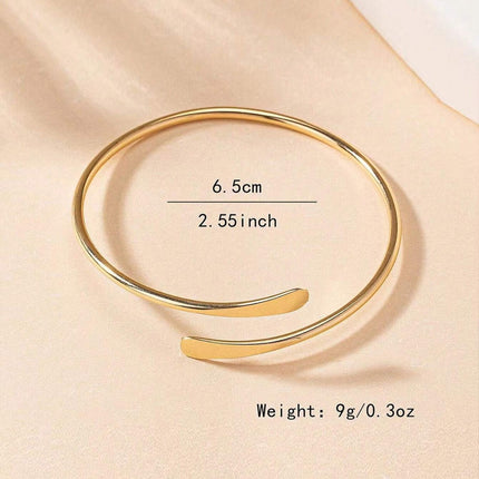European and American Cross-Border Supply, Flattened Single-Layer Bracelet with Gold Opening, Adjustable Bracelet, Elegant Jewelry
