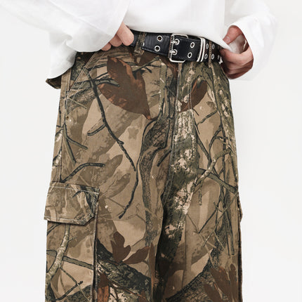 JIAMU Branch Camouflage Ins Overalls American Style Old-fashioned Design Sense Loose Outdoor Casual Pants Printed Relaxation Sense
