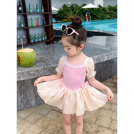 Girls Swimsuit Children's Summer New One-Piece Swimsuit Summer Swimming Little Girl Princess Style Swimsuit Pink Skirt Style