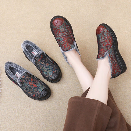 Old Beijing cloth shoes mother shoes winter grandma warm non-slip middle-aged fleece-lined women's shoes old lady cotton shoes