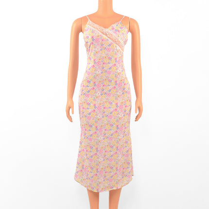 AB139 street style online popular video summer new lace hollow deep V beauty back sheath sling dress