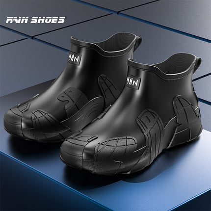 2025 cross-border water shoes men's short tube outdoor fishing rain boots non-slip low tube rubber shoes work rain boots fleece-lined rain boots
