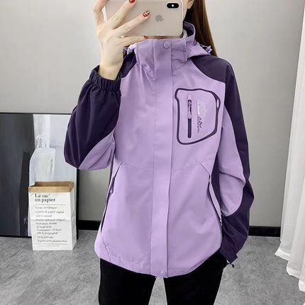 Jacket Women's Autumn and Winter Three-In-One Detachable Windproof and Waterproof Mountaineering Clothing Outdoor Skiing and Camping Style Same Style for Men and Women