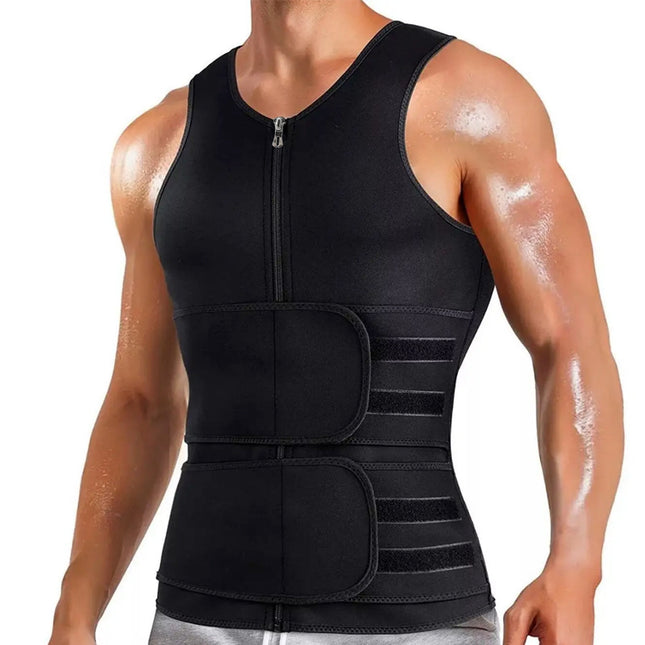 Men's Sauna Vest Waist Trainer Zipper Neoprene Sauna Sweat Shirt Tank Top Workout Waist