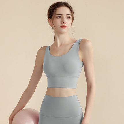 New One-piece V-shaped Backless Wide Shoulder Strap Sports Underwear Women's Yoga Beautiful Back Dance Pilates Sports Bra