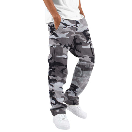 2024 New Men's Camouflage Overalls New Personalized Outdoor Sports Pants Drawstring Pocket Overalls Casual Pants
