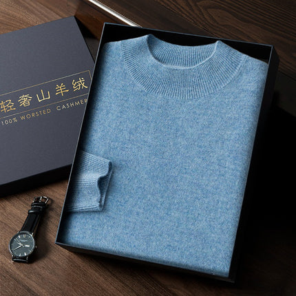 Business Casual Base Autumn and Winter Knitwear New Loose Large Size Cashmere Knitwear Men's Half Turtleneck Men's Cashmere Knitwear