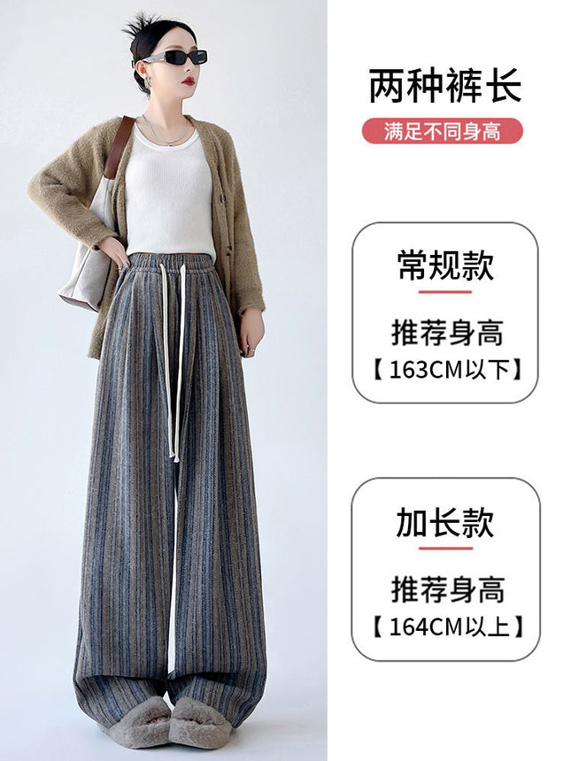Striped Wide-leg Pants Women's Spring and Autumn 2025 New Summer Explosions Casual Straight Loose High Waist Dosing Wide-leg Pants