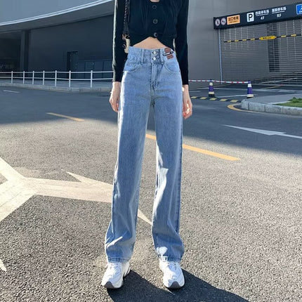 Light Color High Waist Wide Leg Loose Straight Pants Jeans Women's 2025 New Explosions Slimming Mop Pants Ins