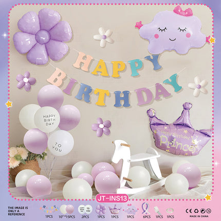 Cross-Border Ins Style Kidsren's Birthday Scene Decoration Boys and Girls Balloons Family Simple Party Ritual Sense