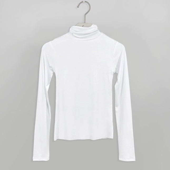 South Korea Dongdaemun New Sexy Chest Figure High Collar Tight Slimming All-match Long Sleeve T-shirt Women's Top