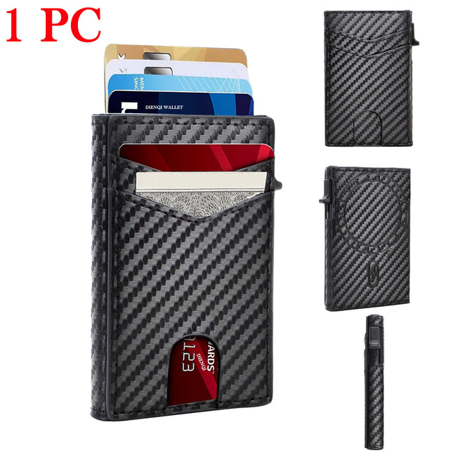 Rfid Magnetic Card Holder Apple Magsafe Card Holder Men's Wallet Portable Strong Magnetic Card Holder Carbon Fiber Pattern Card Holder