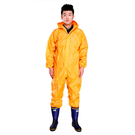 Protective Clothing Hooded Dust-proof Clothing Waterproof Oil-proof Chemical Paint Polishing Pesticide Working Clothes Odor-proof Raincoat