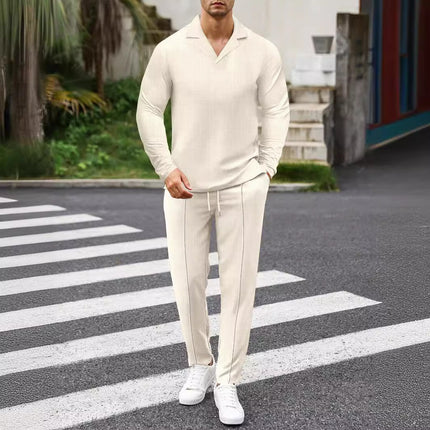 2024 Europe and the United States cross-border Amazon new waffle sports casual long sleeve solid color pants two-piece set