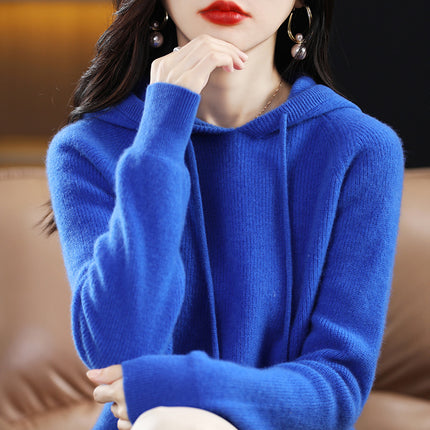 Qingcang] Autumn and Winter Hooded Sweatshirt Women's Knitted Knitwear Hoodie Loose Bottoming Large Size Bottoming Knitwear Outer Top