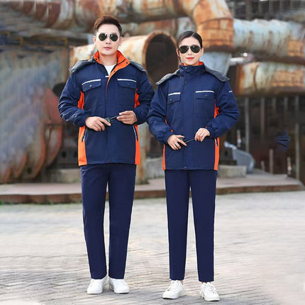 Winter Cotton Workwear Autumn and Winter Stain-Resistant Tops with Removable Lining Anti-Static Labor Protection Clothing Manufacturer Wholesale Workwear