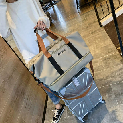 New Style Travel Bag for Women, Waterproof, Large Capacity, Dry and Wet Separation, Gym Bag, Can Be Attached to Trolley, Portable Storage Bag