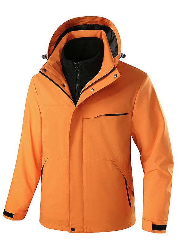 Three-In-One Men's Hooded Detachable Waterproof and Windproof Mountaineering Jacket Three-In-One Jacket