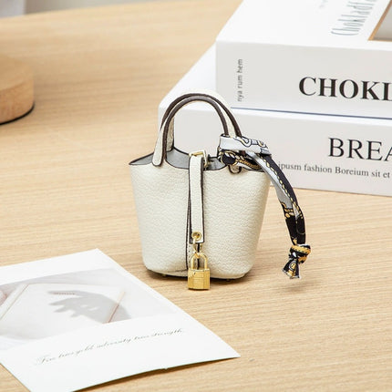 2026 New Microfiber Leather Small Basket Bag Pendant Mini Cute Earphone Bag Pendant Keychain Car Pendant