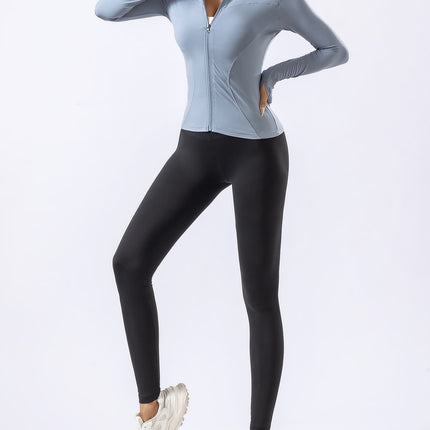 Pilates Yoga Clothing Women's Sun Protection Quick-Drying Outdoor Running Sports Jacket Long-Sleeved Fitness Clothing Suit Breathable and Tight