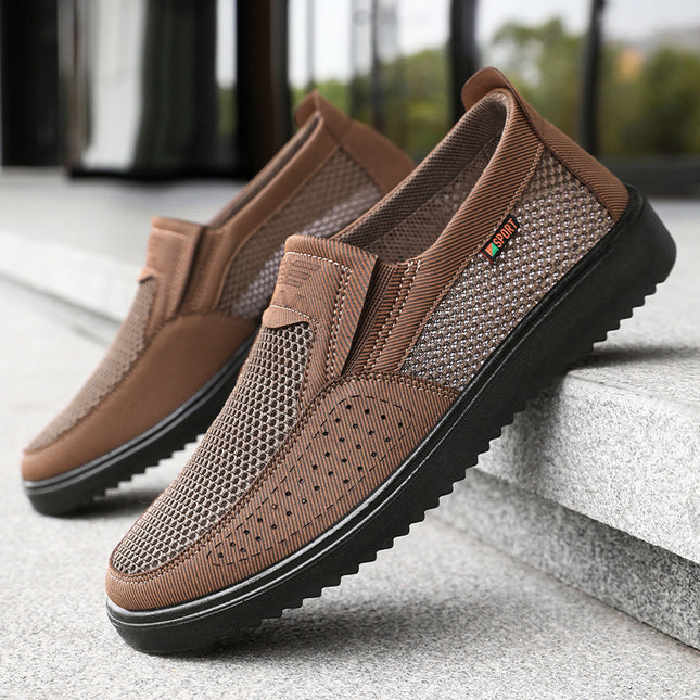 Old Beijing Cloth Shoes Men's Mesh Breathable Soft-Soled Casual Shoes Dad Shoes Summer Cross-Border Dropshipping Lightweight Men's Shoes ‌