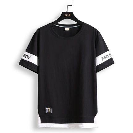 Boys' Short-Sleeve T-Shirt Trendy Brand Men's Clothing Live Broadcast for Middle School Students and Older Children Summer Half-Sleeve Youth Clothing for Ages 12-18