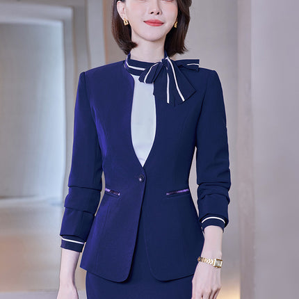 Stewardess uniform professional suit women's autumn and winter fashion front desk beautician work clothes women's professional temperament suit skirt