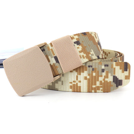 Security check camouflage nylon belt men's tactical belt women's automatic buckle pants belt woven cross-border wholesale