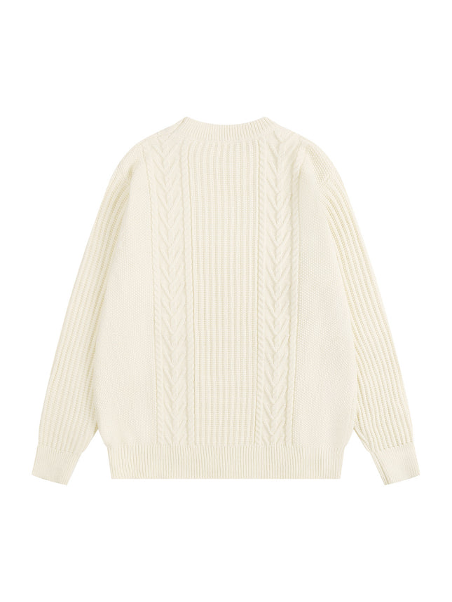Autumn and Winter Cable Knit Crew Neck Loose Long-Sleeve Knit Sweater Top Casual Versatile Urban Casual