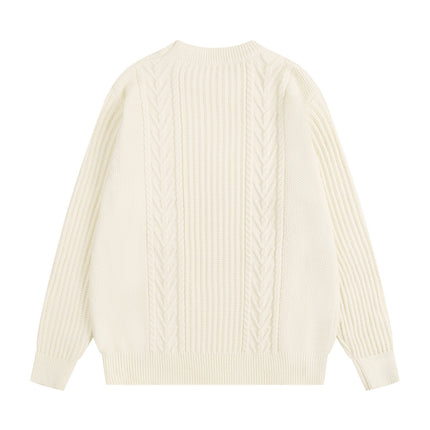Autumn and Winter Cable Knit Crew Neck Loose Long-Sleeve Knit Sweater Top Casual Versatile Urban Casual