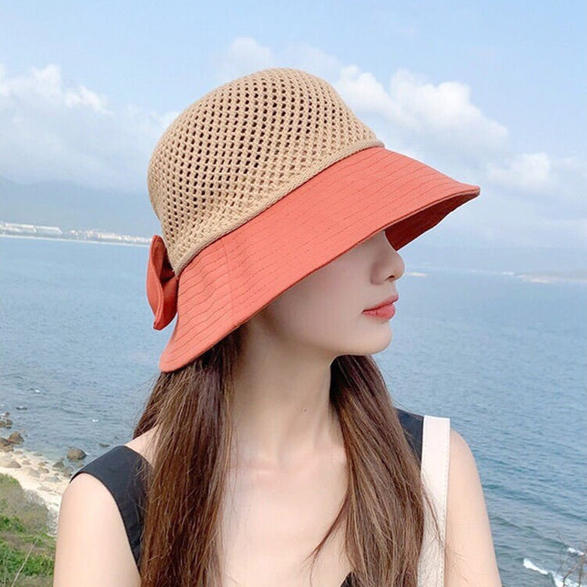Sun Hat Women's New Fisherman Hat All-match Spring and Summer Hat Women's Breathable Mesh Riding Sun-screen Hat with Large Rim and Small Face