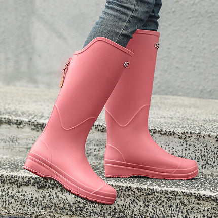 Cross-Border Foreign Trade Russian and Korean Women's Long Rain Boots, High Rain Boots, Waterproof Rubber Shoes, Overshoes, Non-Slip and Wear-Resistant