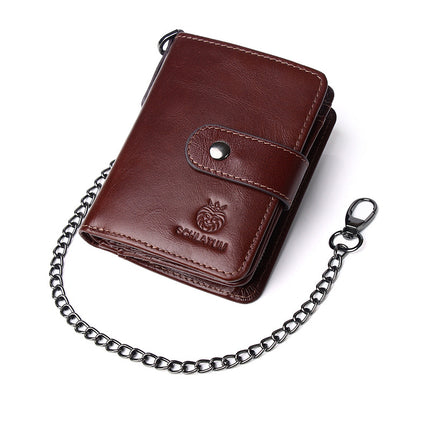 Lionden First-Layer Cowhide Rfid Anti-Theft Brush Genuine Leather Wallet with Multiple Card Slots and Detachable Men's Short Vertical Wallet