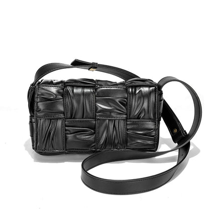 Wholesale Woven Bags for Women 2026 Large Capacity Shoulder Crossbody Bag Plaid Pleated Women's Bag Handbag Storage Light Luxury