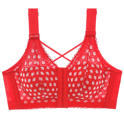 Front Buckle Underwear Women's chubby girl 150.00kg Full Cup Thin Large Chest Showy Small Bust Anti-Sagging Bra