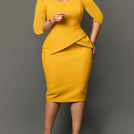 D591 Amazon Foreign Trade Women's Clothing 2025 New Fashion Pure Color Hip-Covering Ol Tongle Pencil Skirt European and American Dress